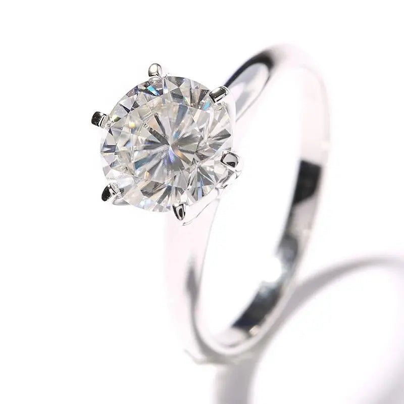 14k White Gold Solitaire Moissanite Ring 2ct Moissanite Engagement Rings & Jewelry | Luxus Moissanite / 1k Engagement Ring