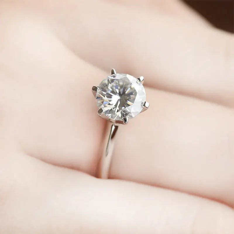 14k White Gold Solitaire Moissanite Ring 2ct Moissanite Engagement Rings & Jewelry | Luxus Moissanite / 1k Engagement Ring
