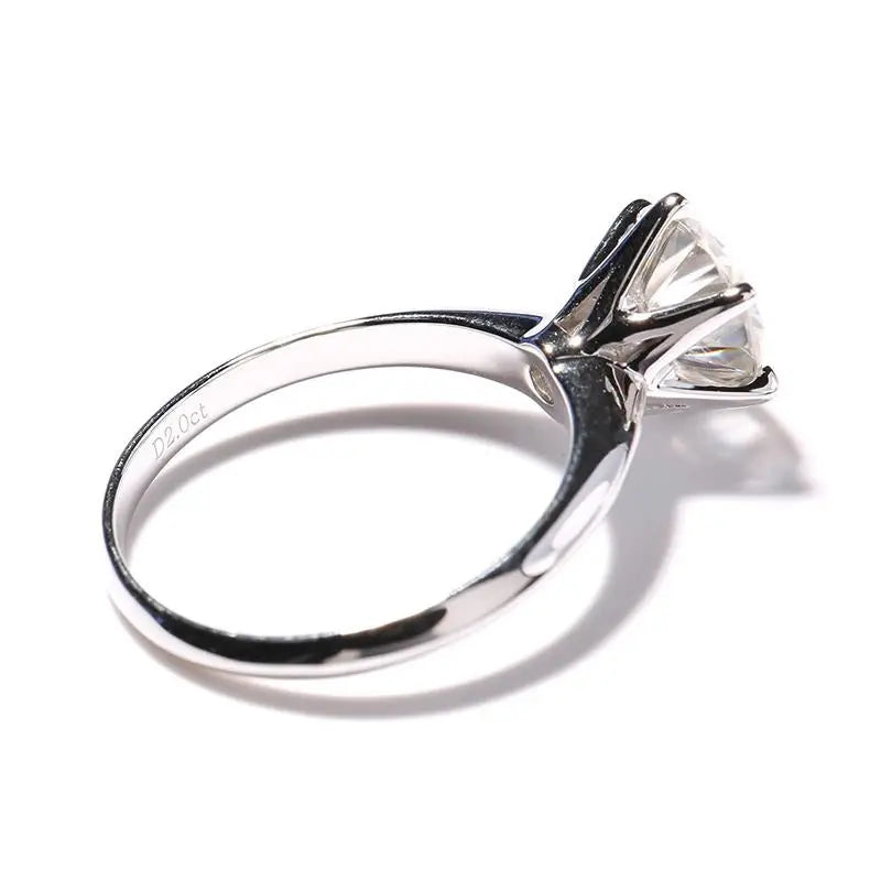 14k White Gold Solitaire Moissanite Ring 2ct Moissanite Engagement Rings & Jewelry | Luxus Moissanite / 1k Engagement Ring