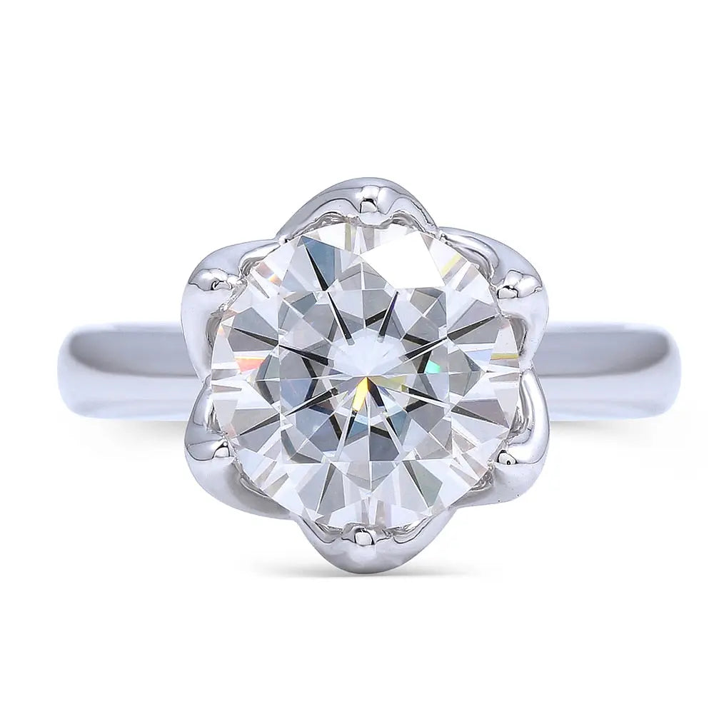 14k White Gold Solitaire Moissanite Ring 2ct Moissanite Engagement Rings & Jewelry | Luxus Moissanite /  2 Carat 