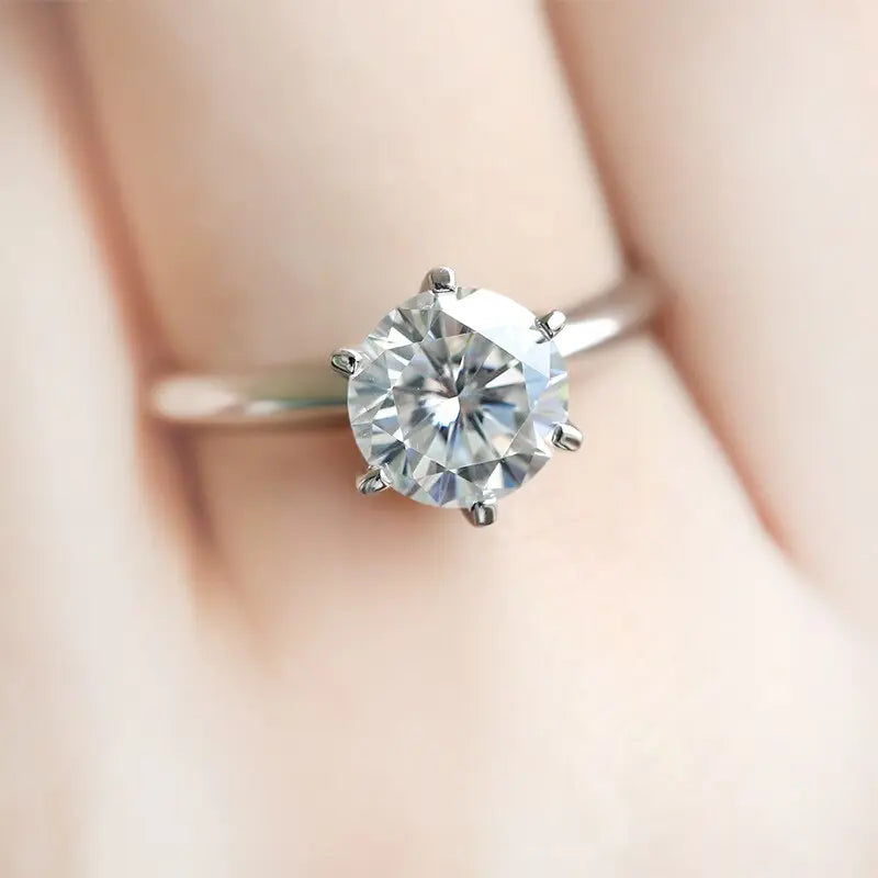 14k White Gold Solitaire Moissanite Ring 2ct Moissanite Engagement Rings & Jewelry | Luxus Moissanite / 1k Engagement Ring