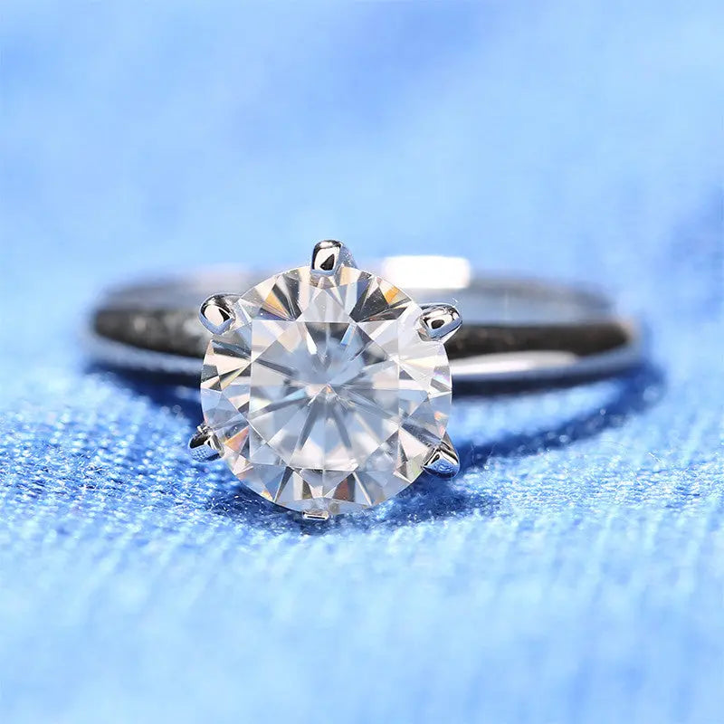 14k White Gold Solitaire Moissanite Ring 2ct Moissanite Engagement Rings & Jewelry | Luxus Moissanite / 1k Engagement Ring