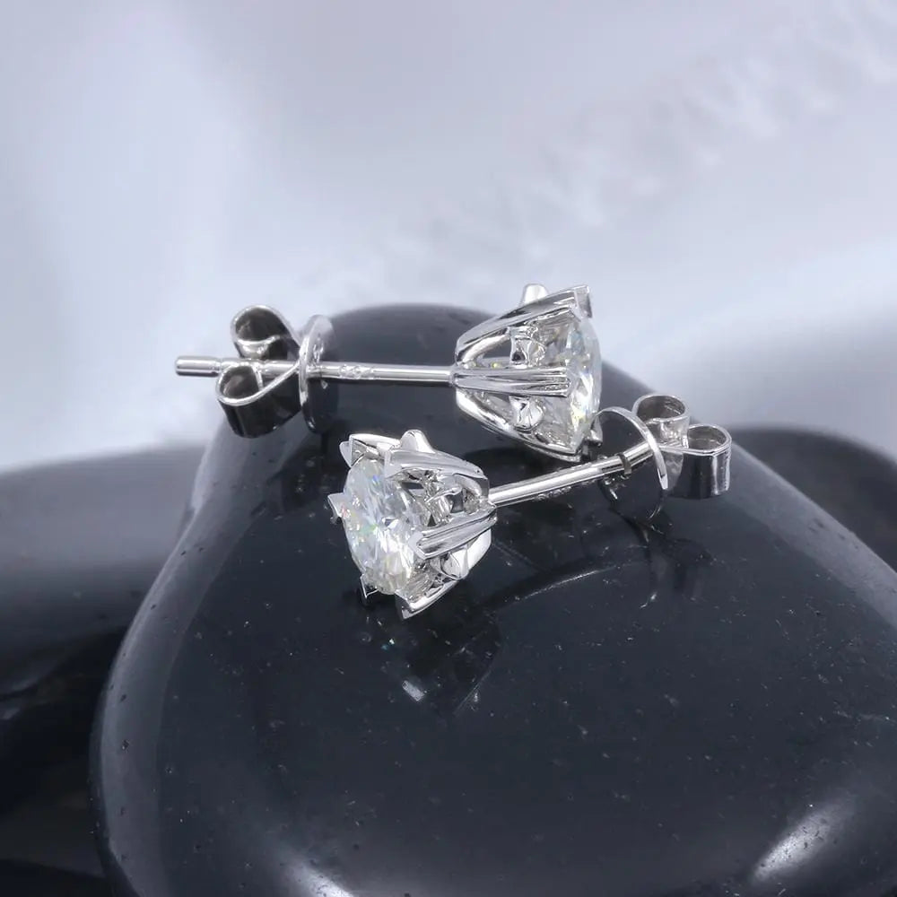 14k White Gold Stud Moissanite Earrings 1.2ctw Moissanite Engagement Rings & Jewelry | Luxus Moissanite | Beautiful Unique Jewelry 