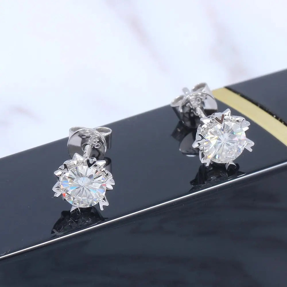 14k White Gold Stud Moissanite Earrings 1.2ctw Moissanite Engagement Rings & Jewelry | Luxus Moissanite | Beautiful Unique Jewelry 