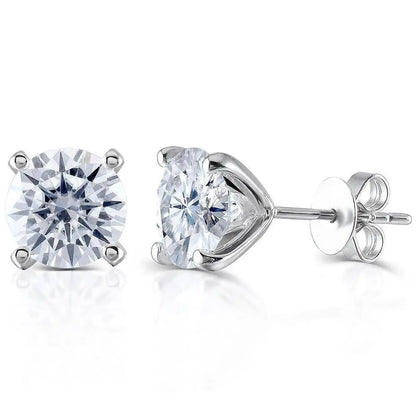 14k White Gold Stud Moissanite Earrings 1.3ctw - 2.6ctw Options Moissanite Engagement Rings & Jewelry | Luxus Moissanite | White Gold Earrings Stud