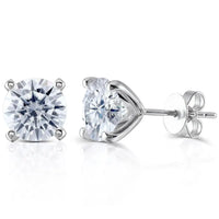 14k White Gold Earrings Stud Moissanite 1.3ctw - 2.6ctw Options