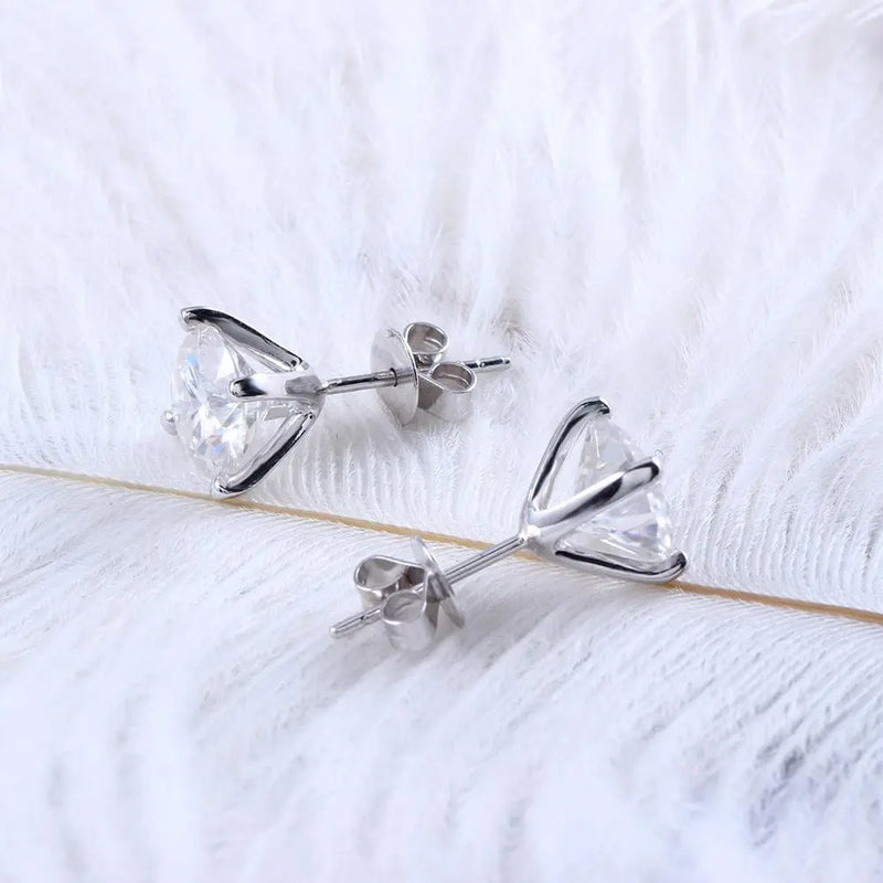 14k White Gold Stud Moissanite Earrings 1.3ctw - 2.6ctw Options Moissanite Engagement Rings & Jewelry | Luxus Moissanite