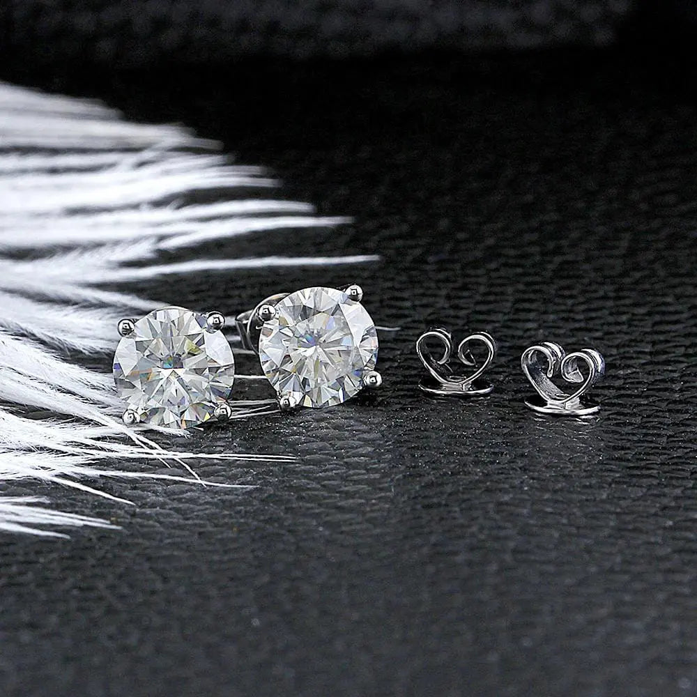 14k White Gold Stud Moissanite Earrings 1.68ctw & 2.6ctw Moissanite Engagement Rings & Jewelry | Luxus Moissanite | | Affordable White Gold Earrings
