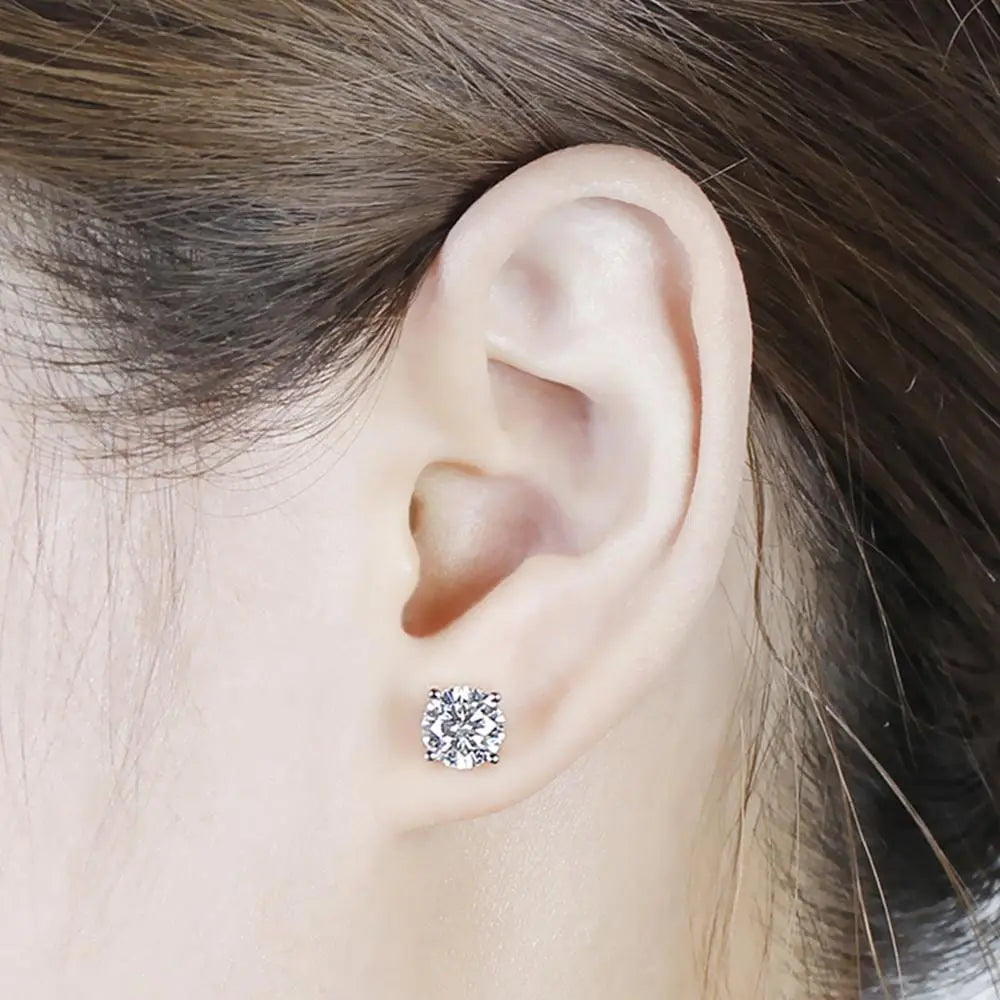 14k White Gold Stud Moissanite Earrings 1.68ctw & 2.6ctw Moissanite Engagement Rings & Jewelry | Luxus Moissanite | | Affordable White Gold Earrings