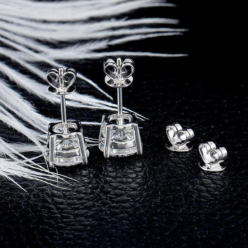 14k White Gold Stud Moissanite Earrings 1.68ctw & 2.6ctw Moissanite Engagement Rings & Jewelry | Luxus Moissanite
