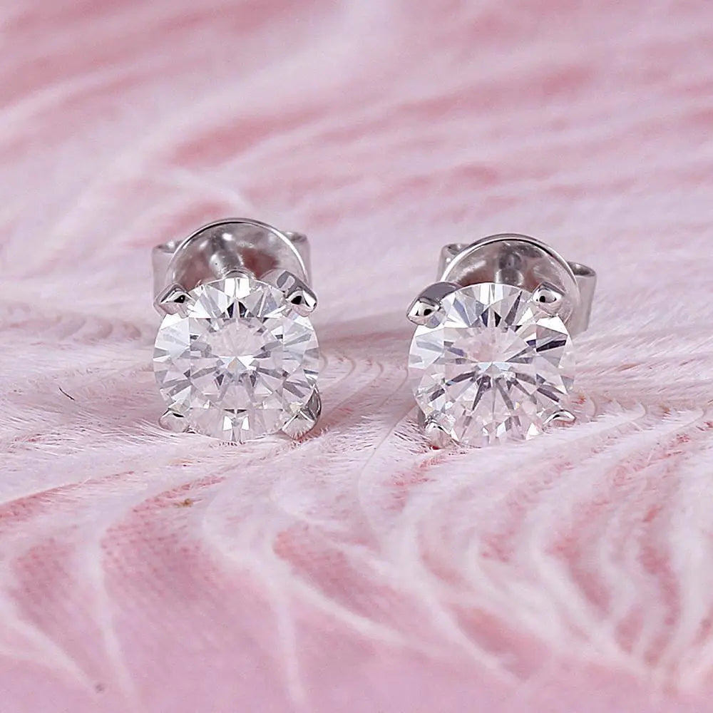 14k White Gold Stud Moissanite Earrings 1ctw Moissanite Engagement Rings & Jewelry | Luxus Moissanite |  Cute Unique Earrings 