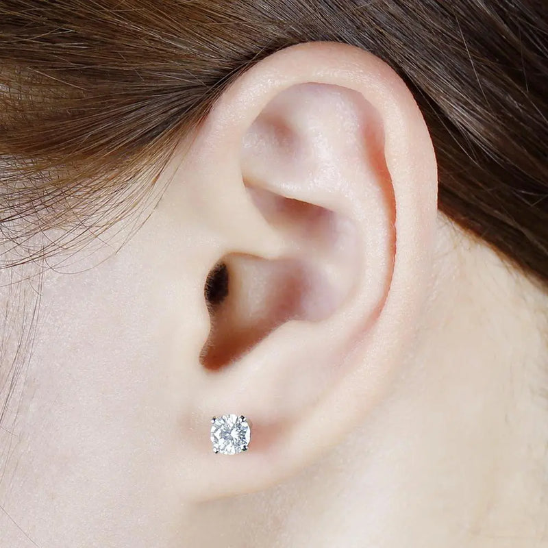 14k White Gold Stud Moissanite Earrings 1ctw Moissanite Engagement Rings & Jewelry | Luxus Moissanite