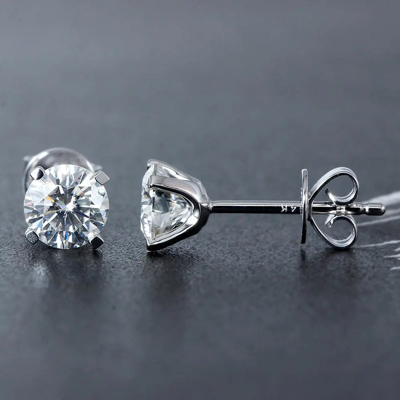 14k White Gold Stud Moissanite Earrings 1ctw Moissanite Engagement Rings & Jewelry | Luxus Moissanite