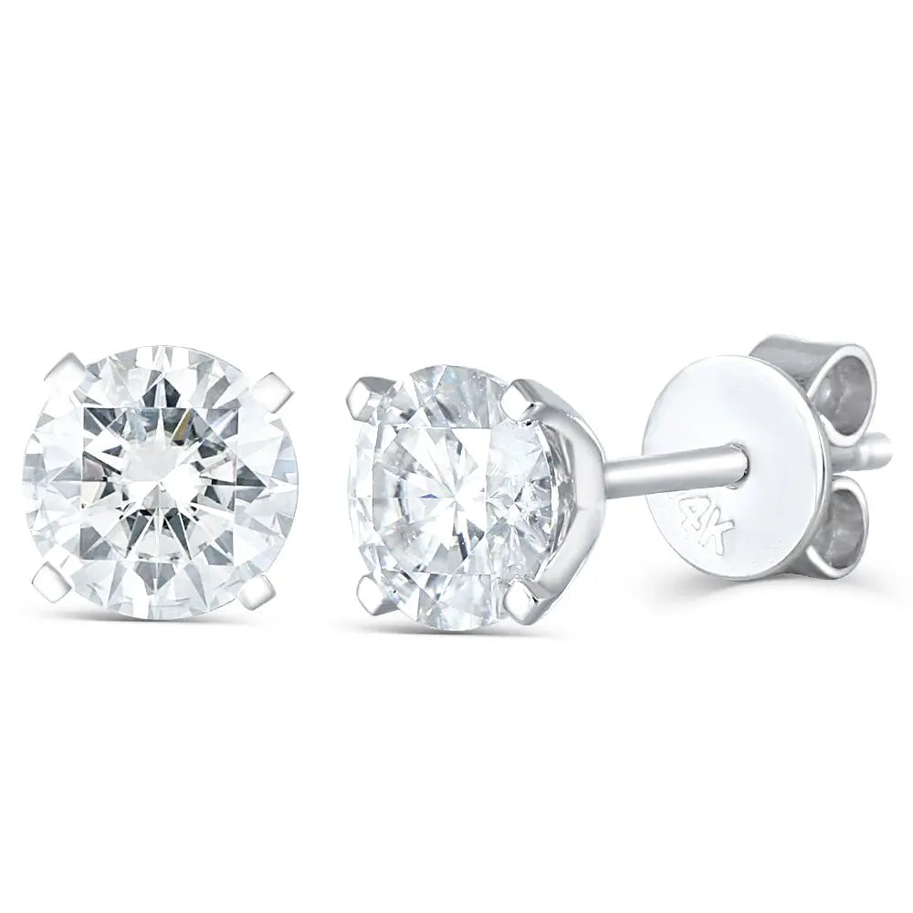 14k White Gold Stud Moissanite Earrings 1ctw Moissanite Engagement Rings & Jewelry | Luxus Moissanite | stud earrings pack