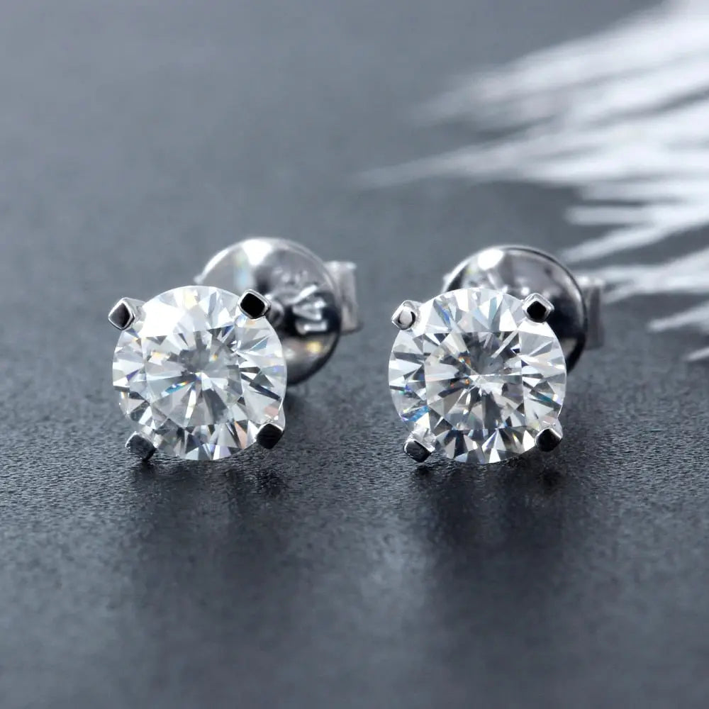 14k White Gold Stud Moissanite Earrings 1ctw Moissanite Engagement Rings & Jewelry | Luxus Moissanite | stud earrings pack