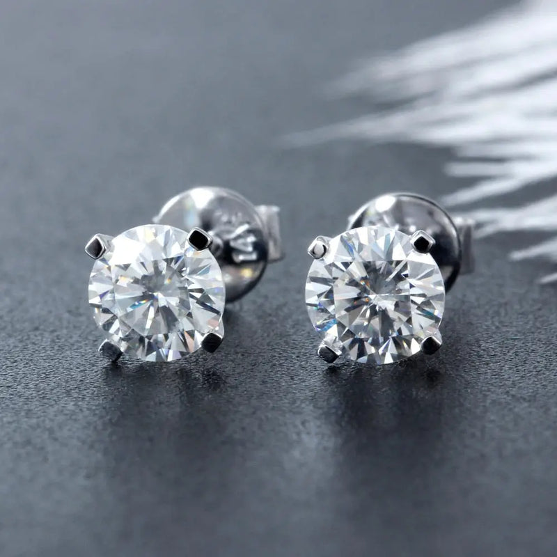 14k White Gold Stud Moissanite Earrings 1ctw Moissanite Engagement Rings & Jewelry | Luxus Moissanite