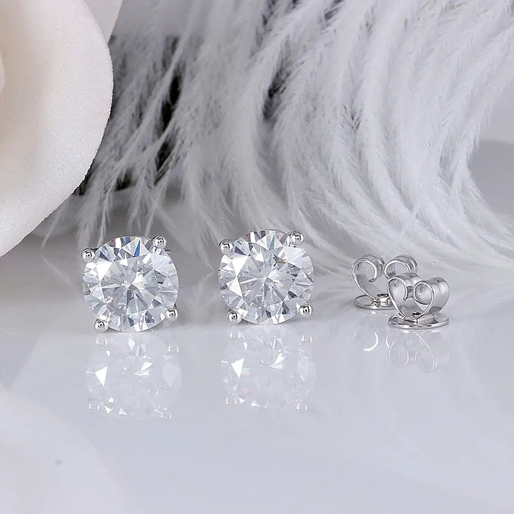 14k White Gold Stud Moissanite Earrings 2.4ctw Moissanite Engagement Rings & Jewelry | Luxus Moissanite