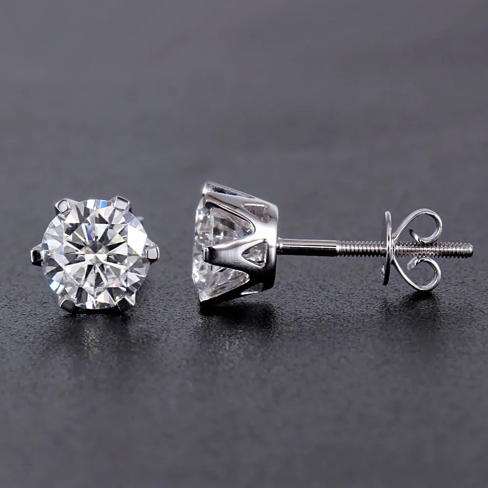 14k White Gold Stud Moissanite Earrings 2ctw Moissanite Engagement Rings & Jewelry | Earrings for Everyday Wear |Luxus Moissanite