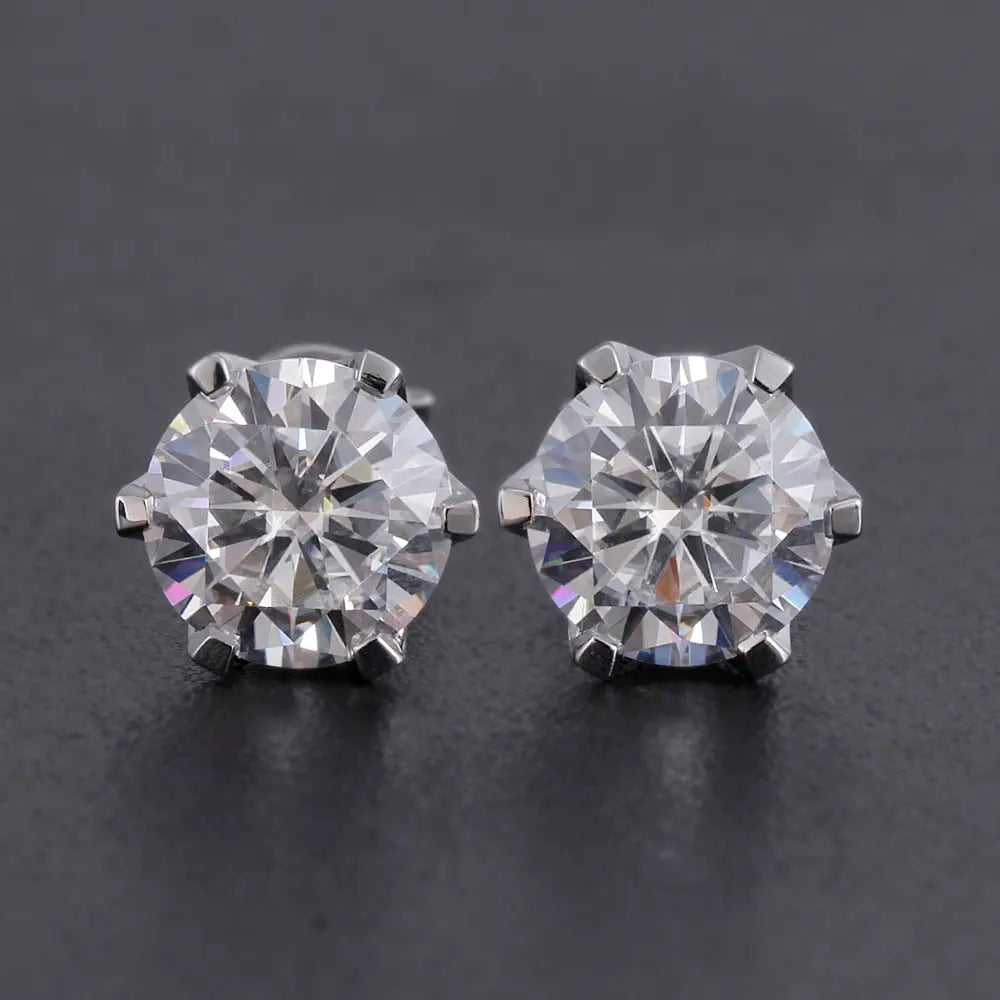 14k White Gold Stud Moissanite Earrings 2ctw Moissanite Engagement Rings & Jewelry | Earrings for Everyday Wear |Luxus Moissanite