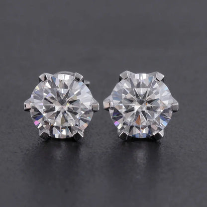 14k White Gold Stud Moissanite Earrings 2ctw Moissanite Engagement Rings & Jewelry | Earrings for Everyday Wear| Luxus Moissanite