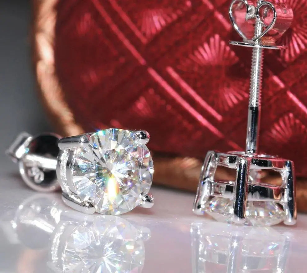 14k White Gold Stud Moissanite Earrings 2ctw Moissanite Engagement Rings & Jewelry | Moissanite Earrings Stud |Luxus Moissanite