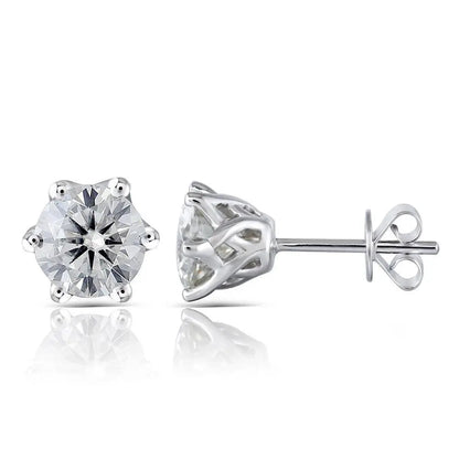 14k White Gold Stud Moissanite Earrings 2ctw Moissanite Engagement Rings & Jewelry | Premium Moissanite Earrings | Luxus Moissanite