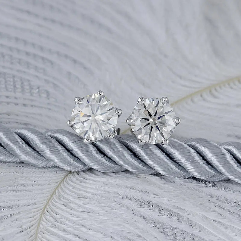 14k White Gold Stud Moissanite Earrings 2ctw Moissanite Engagement Rings & Jewelry | Luxus Moissanite
