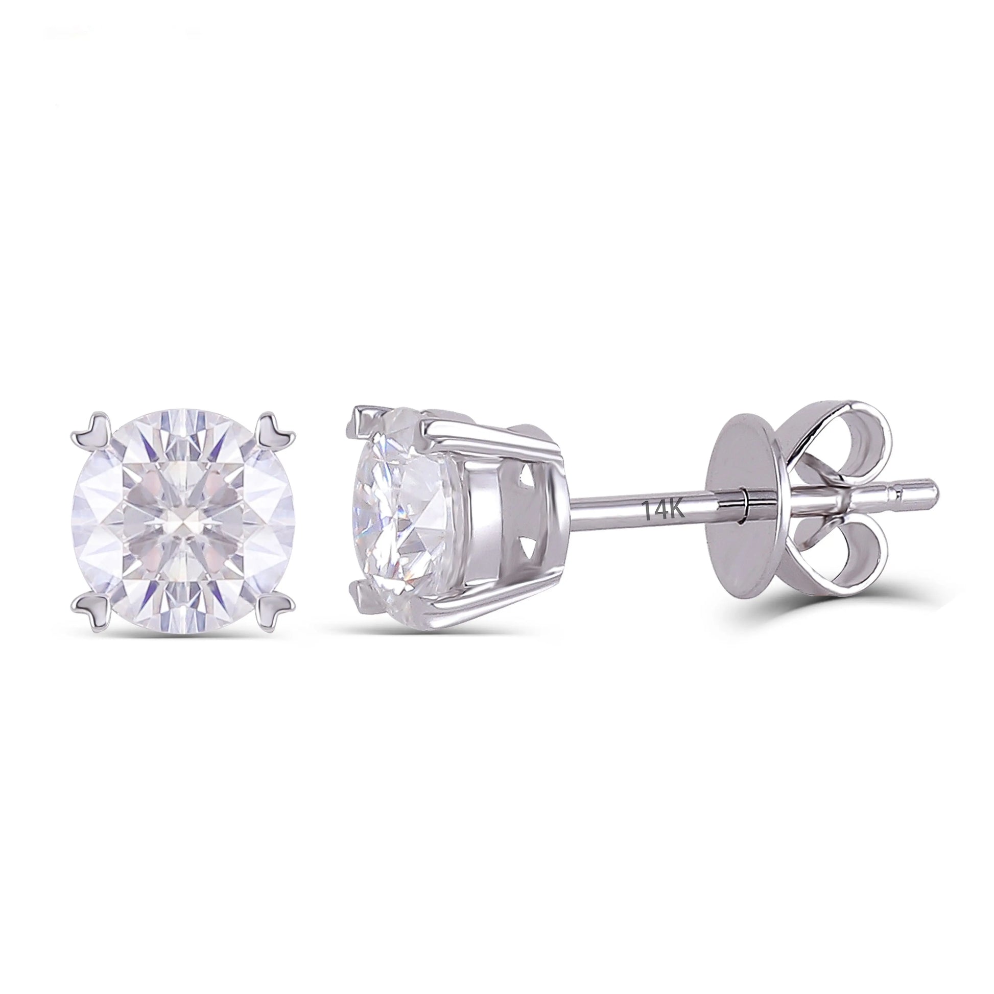 14k White Gold Stud Moissanite Earrings 2ctw Moissanite Engagement Rings & Jewelry | Luxus Moissanite | Premium Moissanite Rings