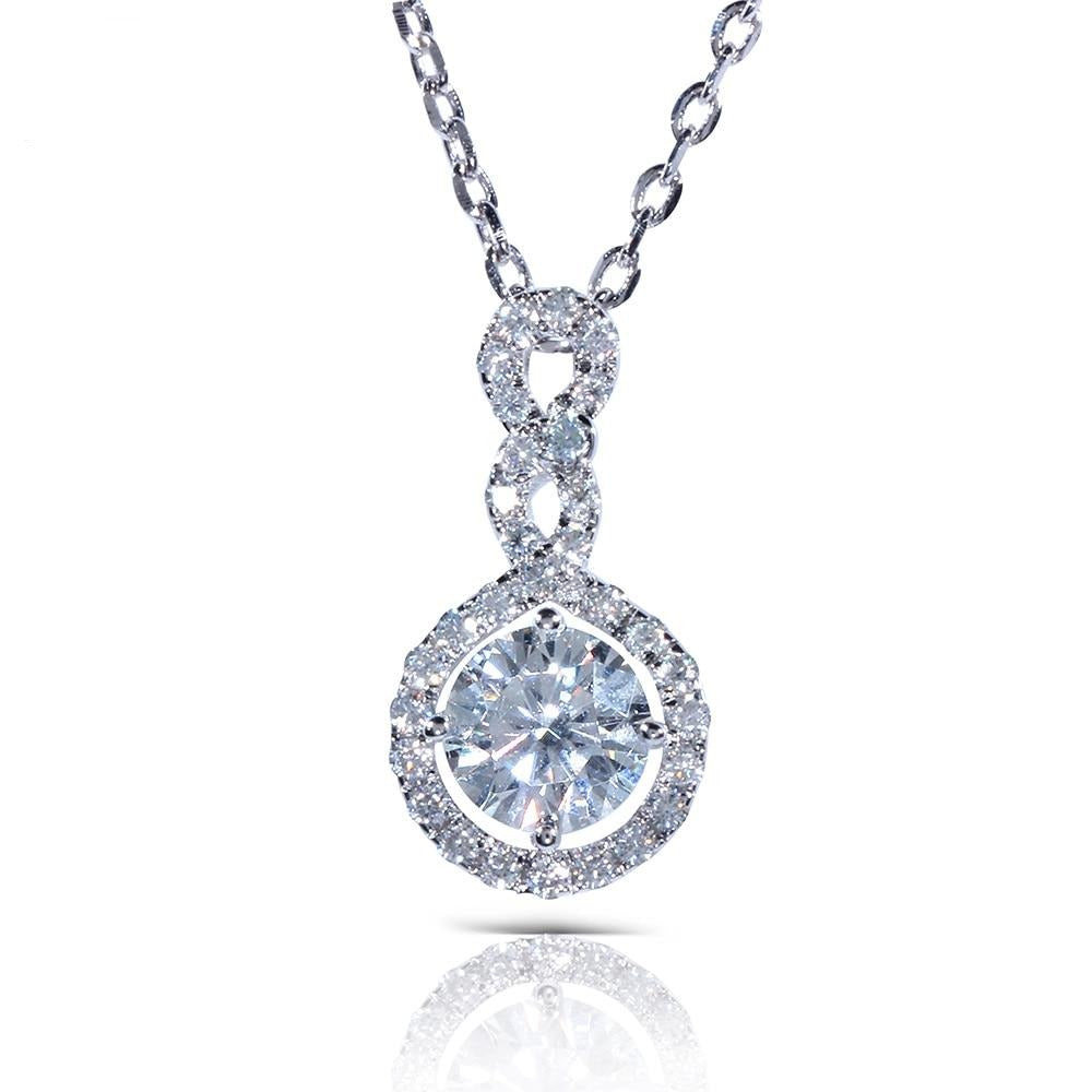 14k White Gold Total Moissanite Necklace / Pendant 1.3ctw Moissanite Engagement Rings & Jewelry | Luxus Moissanite