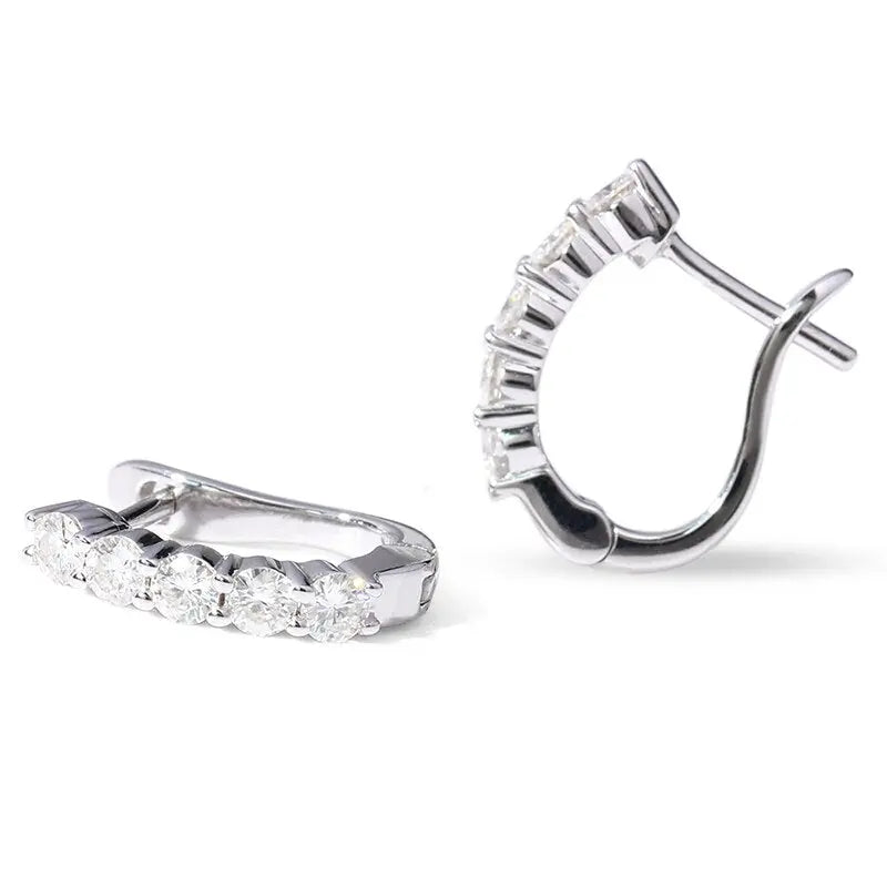 14k White Gold U Hoop Moissanite Earrings 1.1ctw Moissanite Engagement Rings & Jewelry | Luxus Moissanite