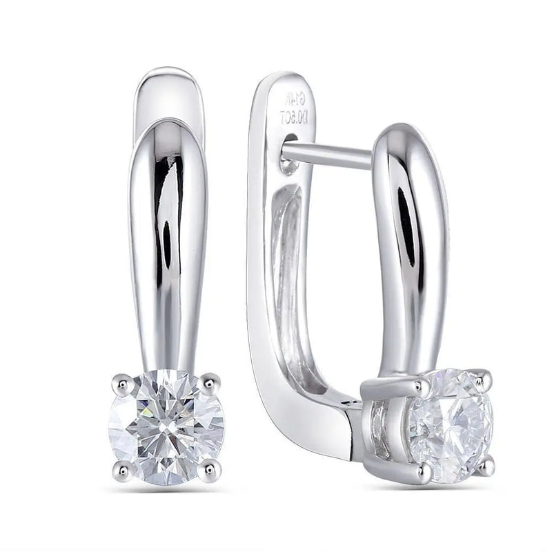 14k White Gold U Hoop Moissanite Earrings 1ctw Moissanite Engagement Rings & Jewelry | Luxus Moissanite