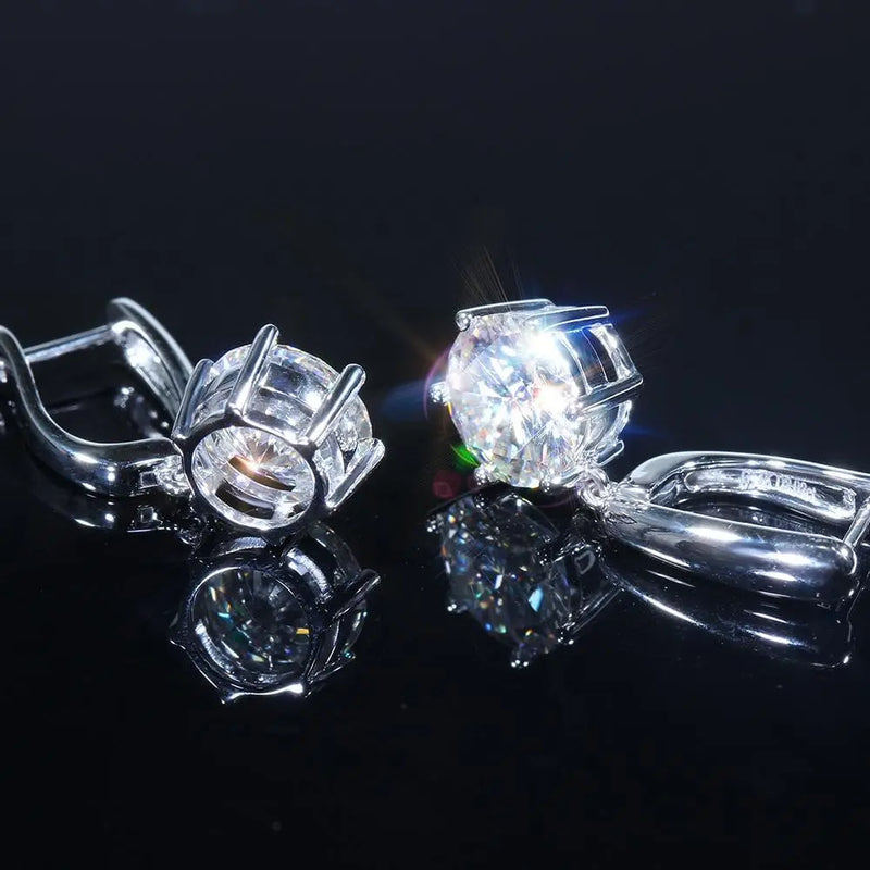 14k White Gold U Hoop Moissanite Earrings 1ctw Moissanite Engagement Rings & Jewelry | Luxus Moissanite