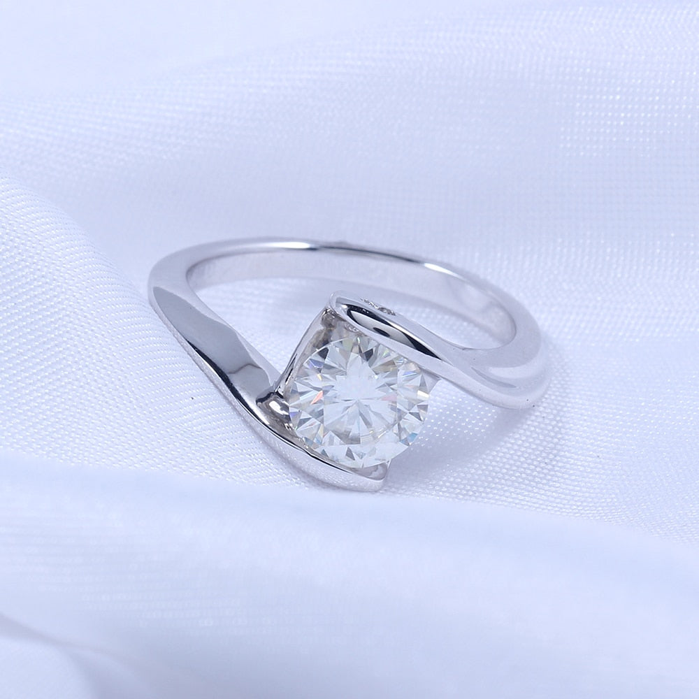 14k White Gold Unique Moissanite Ring 1.2ct Moissanite Engagement Rings & Jewelry | Luxus Moissanite