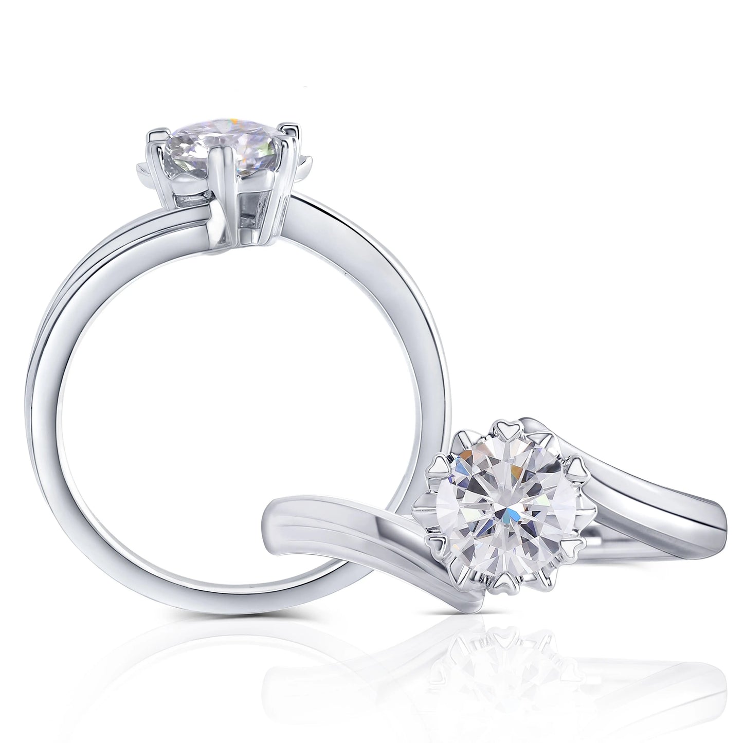 14k White Gold Unique Moissanite Ring 1ct Moissanite Engagement Rings & Jewelry | Luxus Moissanite | Best and Unique 14K Gold Rings