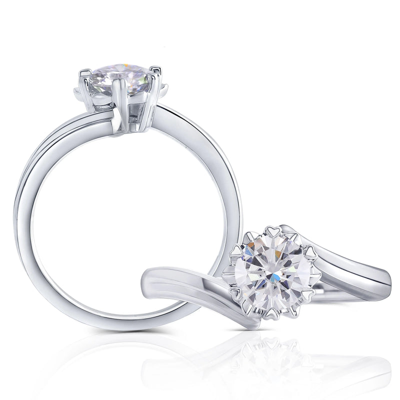 14k White Gold Unique Moissanite Ring 1ct Moissanite Engagement Rings & Jewelry | Luxus Moissanite