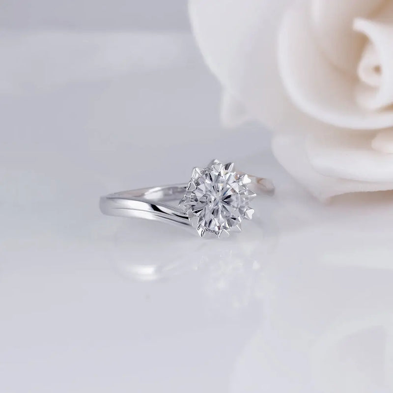 14k White Gold Unique Moissanite Ring 1ct Moissanite Engagement Rings & Jewelry | Luxus Moissanite