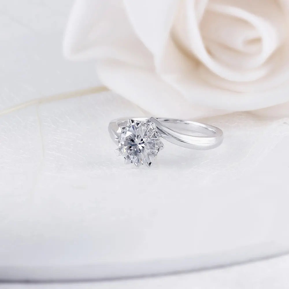 14k White Gold Unique Moissanite Ring 1ct Moissanite Engagement Rings & Jewelry | Luxus Moissanite Best and Unique 14K Gold Rings