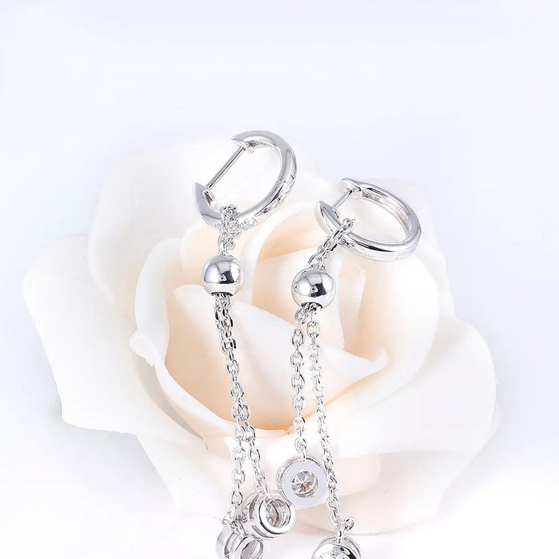 14k White Gold & Platinum Plated Silver Drop Moissanite Earrings 1ctw Moissanite Engagement Rings & Jewelry | Luxus Moissanite