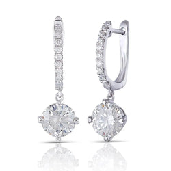 14k White Gold & Platinum Plated Silver Moissanite Earrings 2.12ctw Moissanite Engagement Rings & Jewelry | Luxus Moissanite