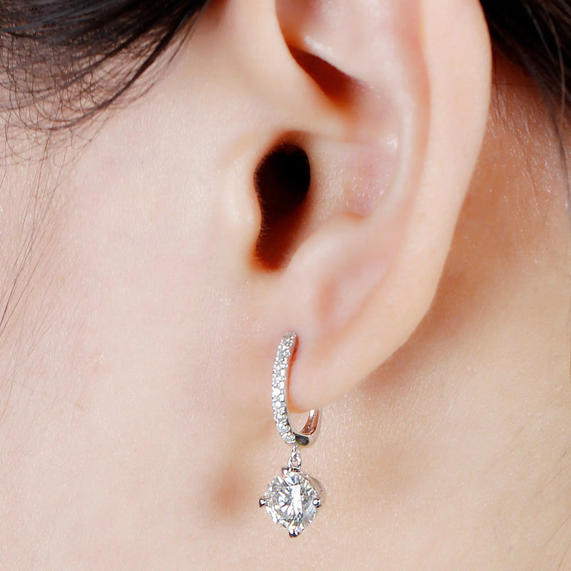 14k White Gold & Platinum Plated Silver Moissanite Earrings 2.12ctw Moissanite Engagement Rings & Jewelry | Luxus Moissanite