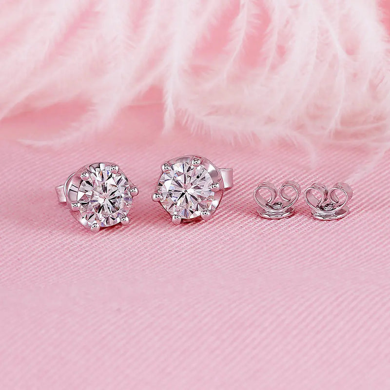 14k White Gold & Platinum Plated Silver Moissanite Stud Earrings 2ctw Moissanite Engagement Rings & Jewelry | Luxus Moissanite