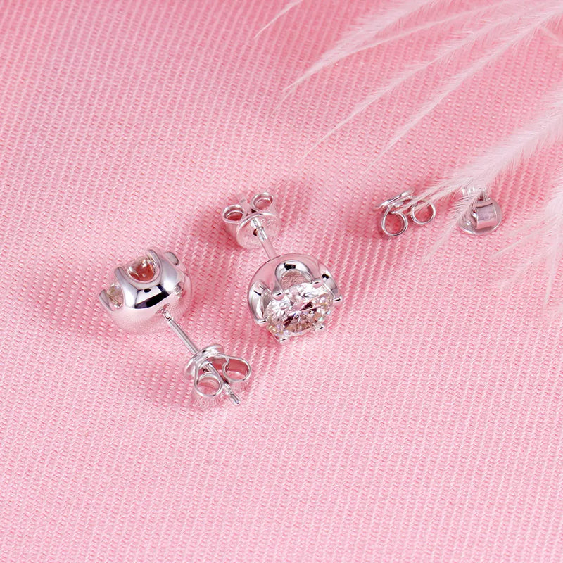 14k White Gold & Platinum Plated Silver Moissanite Stud Earrings 2ctw Moissanite Engagement Rings & Jewelry | Luxus Moissanite