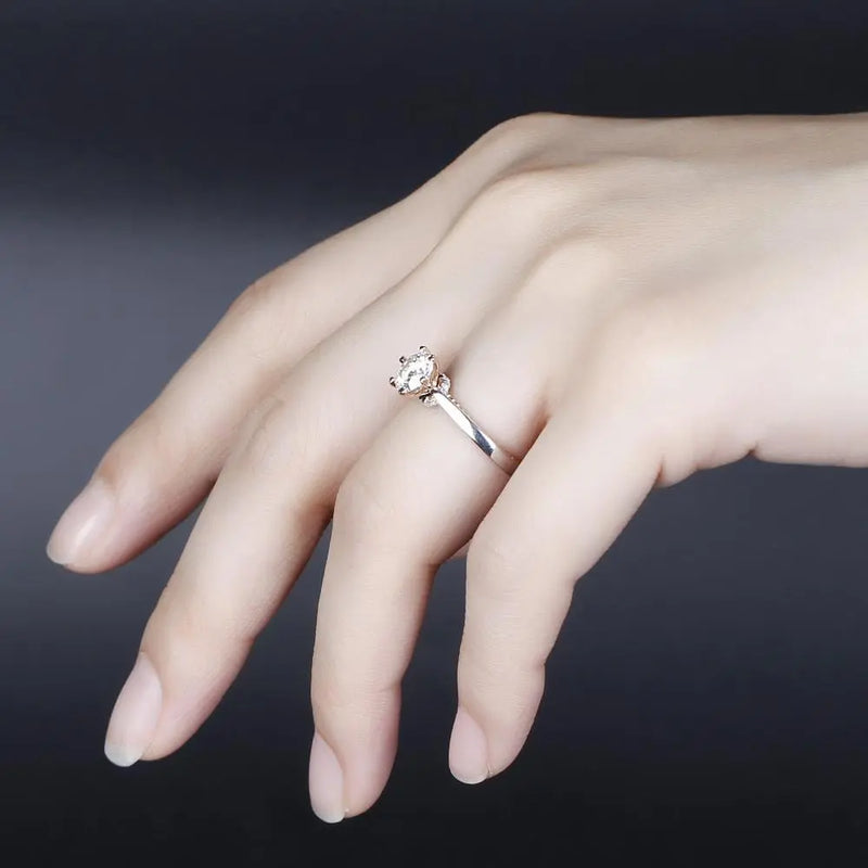 14k White & Rose Gold Moissanite Ring 1ct Center Stone Moissanite Engagement Rings & Jewelry | Luxus Moissanite