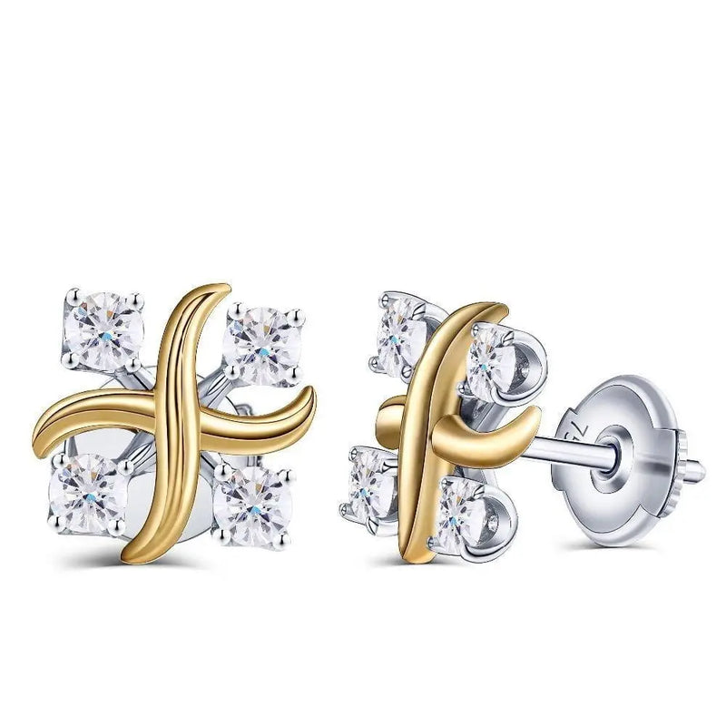 14k White & Yellow Gold Moissanite Stud Earrings 0.56ctw Moissanite Engagement Rings & Jewelry | Luxus Moissanite