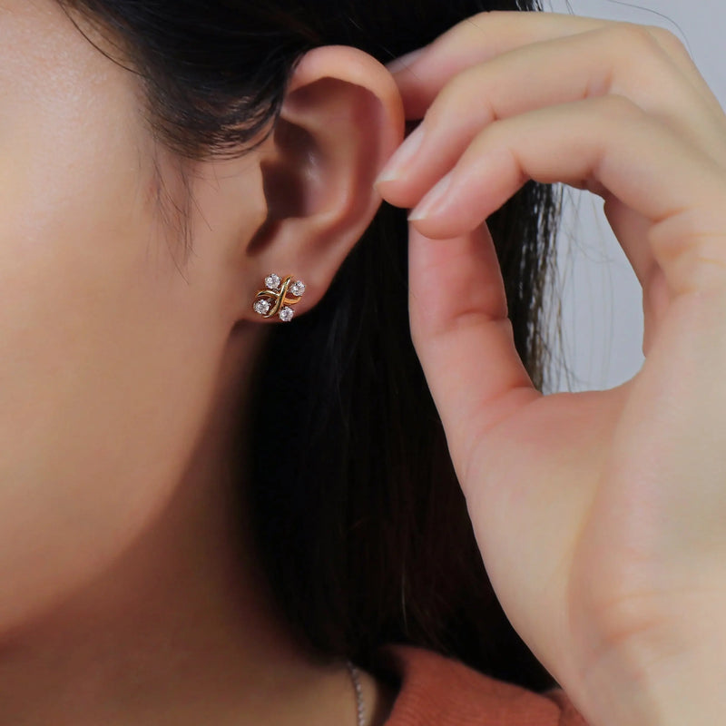 14k White & Yellow Gold Moissanite Stud Earrings 0.56ctw Moissanite Engagement Rings & Jewelry | Luxus Moissanite