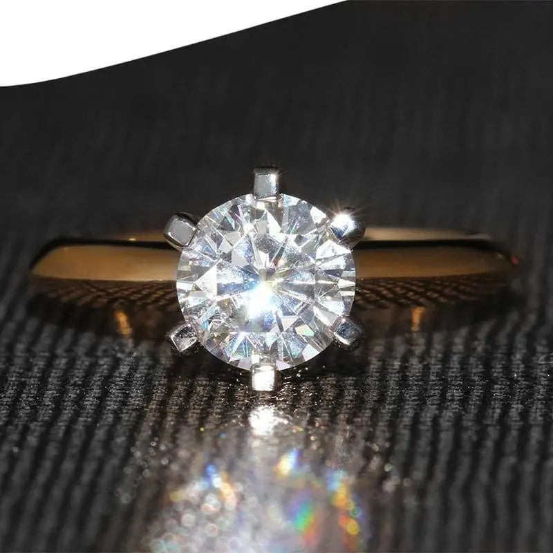 14k White & Yellow Gold Solitaire Moissanite Ring 1ct Moissanite Engagement Rings & Jewelry | Luxus Moissanite