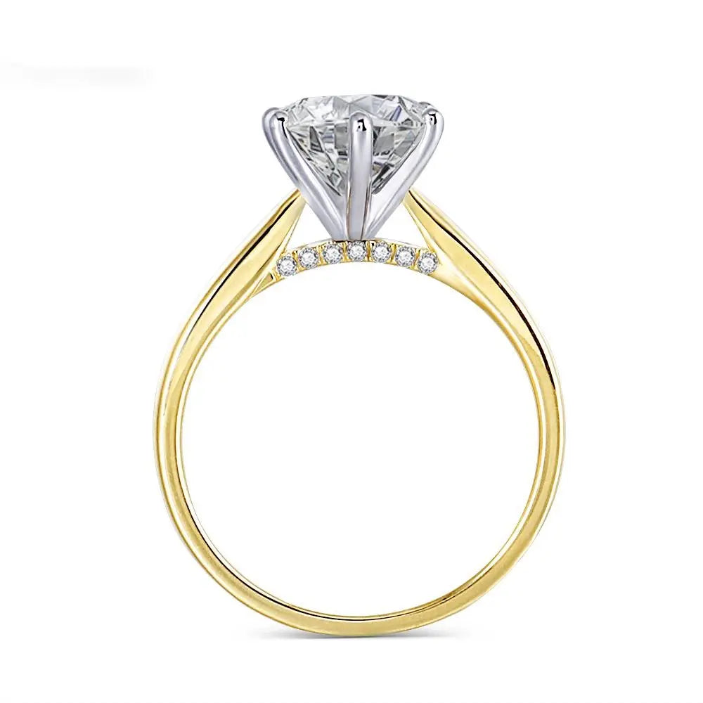 14k White & Yellow Gold Solitaire Moissanite Ring 2ct Center Stone Moissanite Engagement Rings & Jewelry | Luxus Moissanite | Engagement Ring With Center Stone