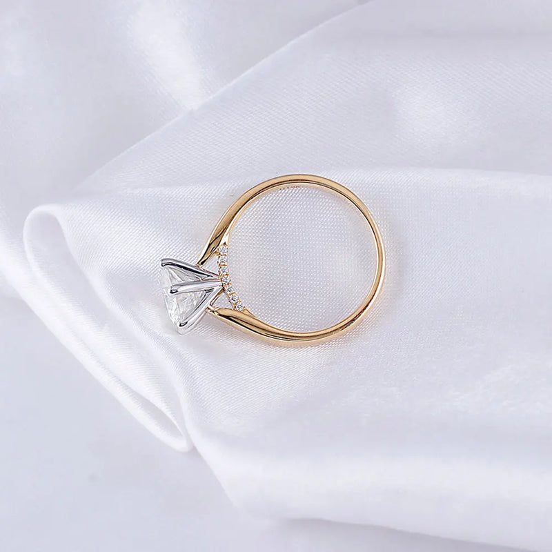 14k White & Yellow Gold Solitaire Moissanite Ring 2ct Center Stone Moissanite Engagement Rings & Jewelry | Luxus Moissanite