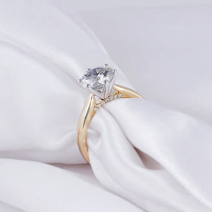 14k White & Yellow Gold Solitaire Moissanite Ring 2ct Center Stone Moissanite Engagement Rings & Jewelry | Luxus Moissanite | Engagement Ring With Center Stone