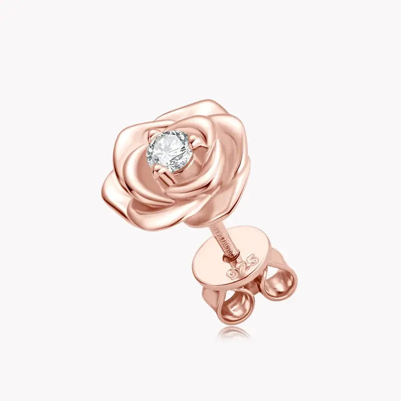 14k White or Rose Gold Plated Silver Moissanite 0.2 ctw Flower Earrings Moissanite Engagement Rings & Jewelry | Luxus Moissanite | flower shaped earrings